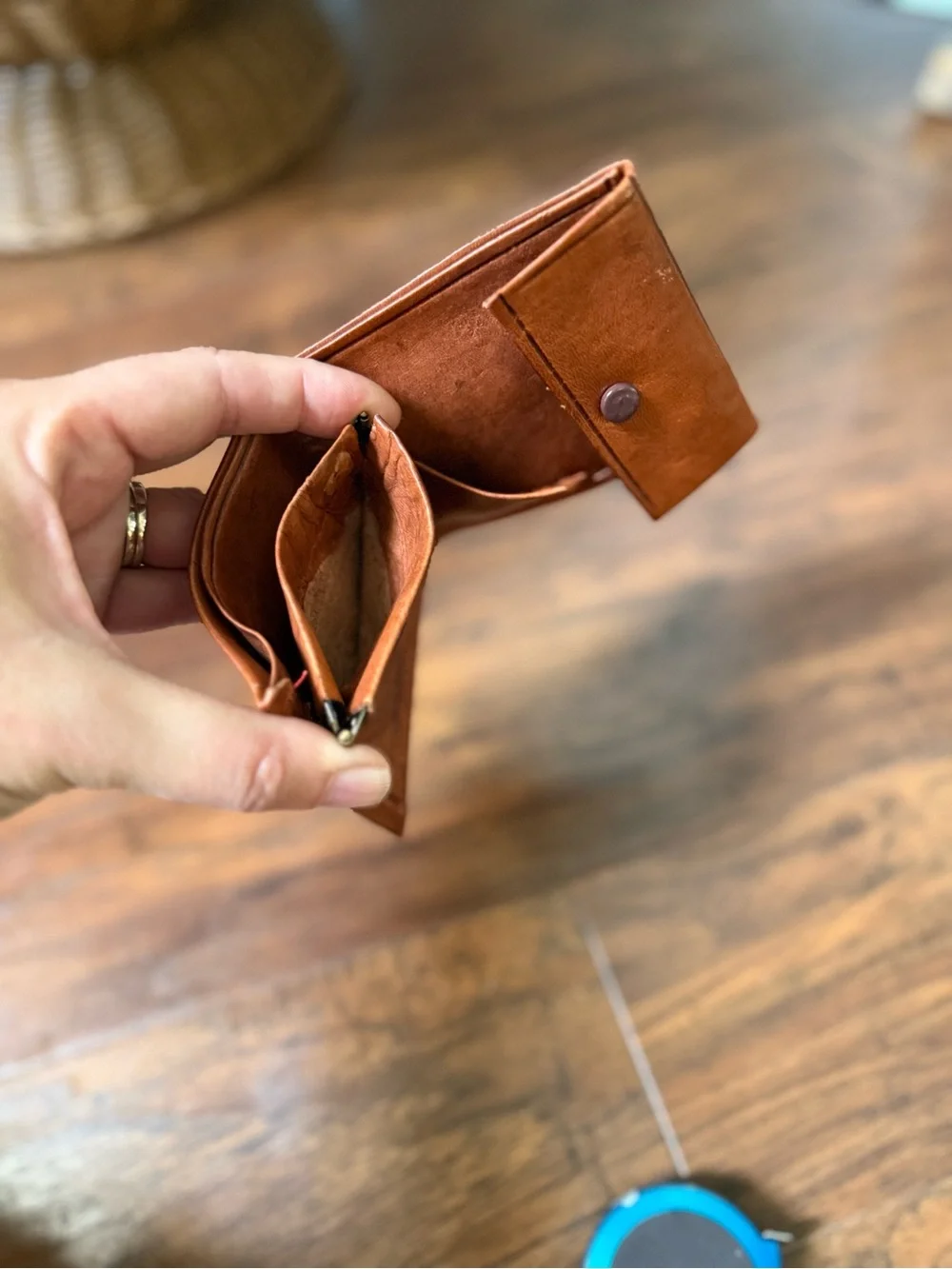 Vintage Moroccan Leather Wallet Handmade Original Brown Leather